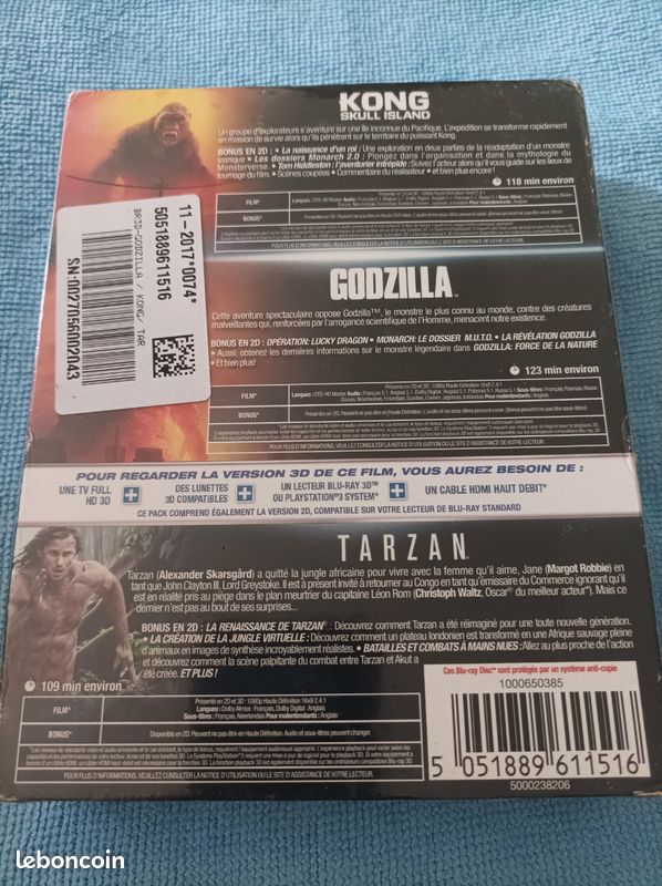 Coffret DVD blu-ray Kong/godzilla 3 D/tarzan (image 2)