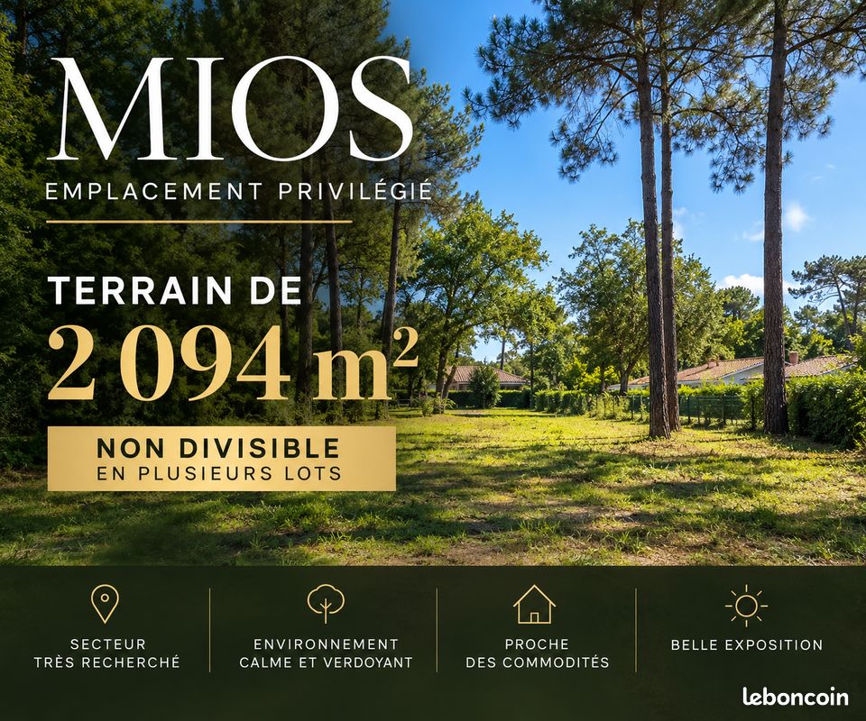 Terrain 2094 m² · à Mios · 2 094 m² · 192 500 €