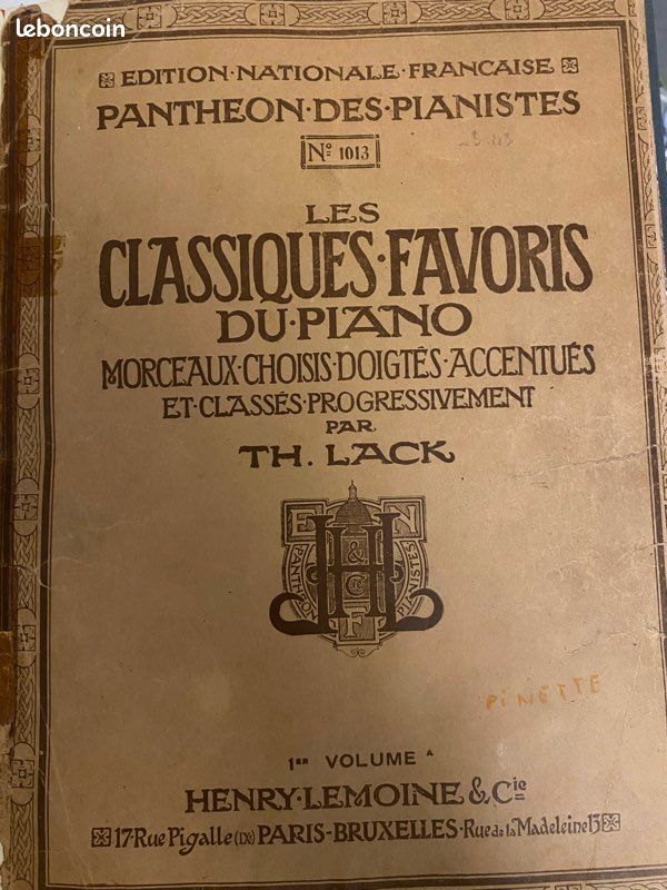 Partitions Piano Anciennes - Panthéon Des Pianistes Henry Lemoine - France