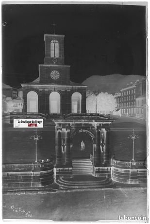 Communion, enfants, Plaque verre photo, négatif noir & blanc 10x15 cm
