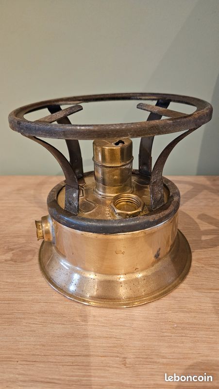 Ancien Réchaud à Alcool – Verre Et Laiton – Vintage 1900 – France