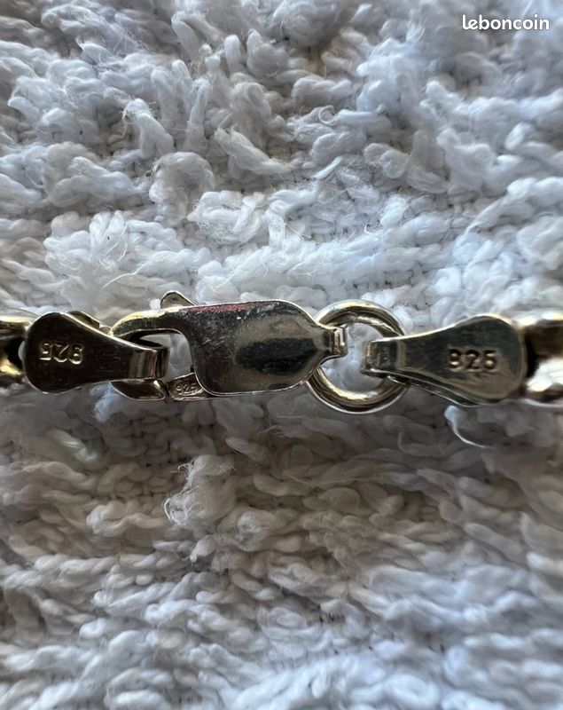 Chaine Maille Gourmette Argent Sterling 925 - Bijou Vintage - Occasion Portée