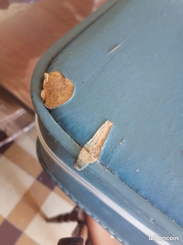 Valise bleue / grise d'hôtesse de l'air, grand modèle, vintage, années 60-70