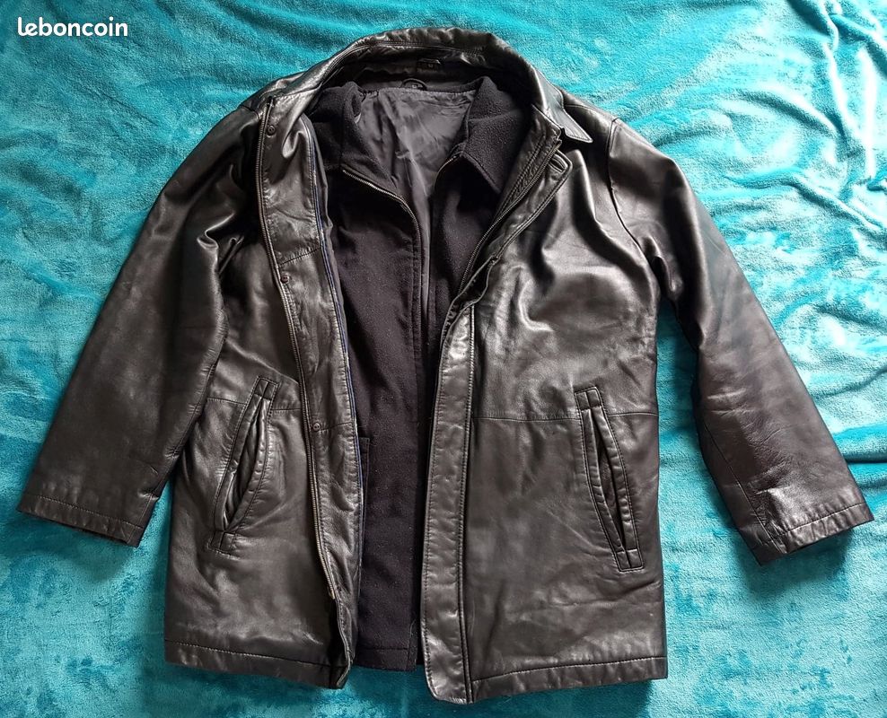 Veste En Cuir Souple Leatherman – Taille 50, Marron, Cuir De Chèvre Beurré, Occasion Parfait état