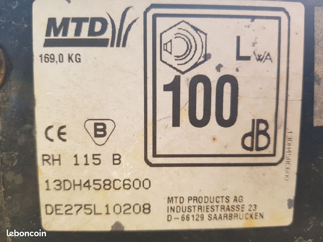 Tracteur tondeuse MTD RH115B (image 4)