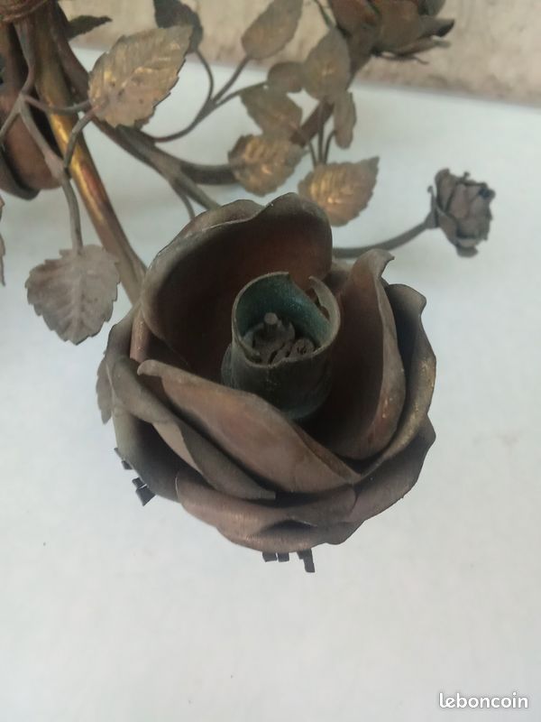 Lustre Rose Feuilles Art Nouveau Bronze (image 6)