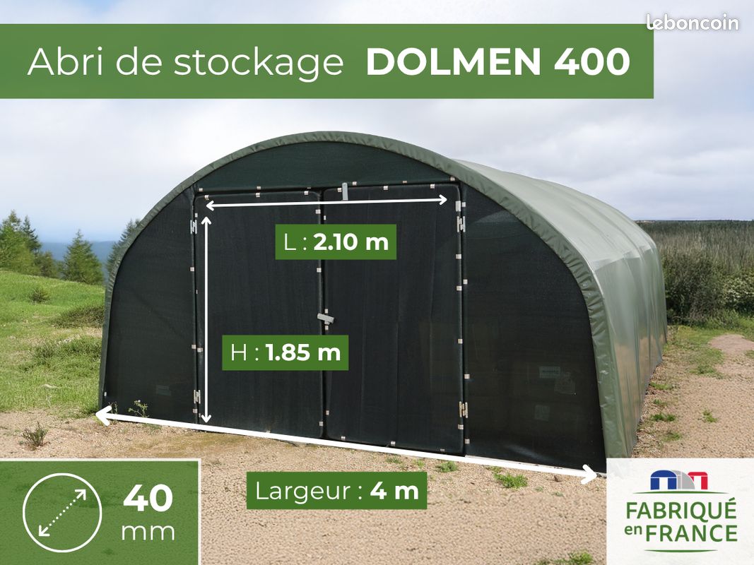 Tunnel de stockage 4 m – Matériel, bois, animaux (image 1)