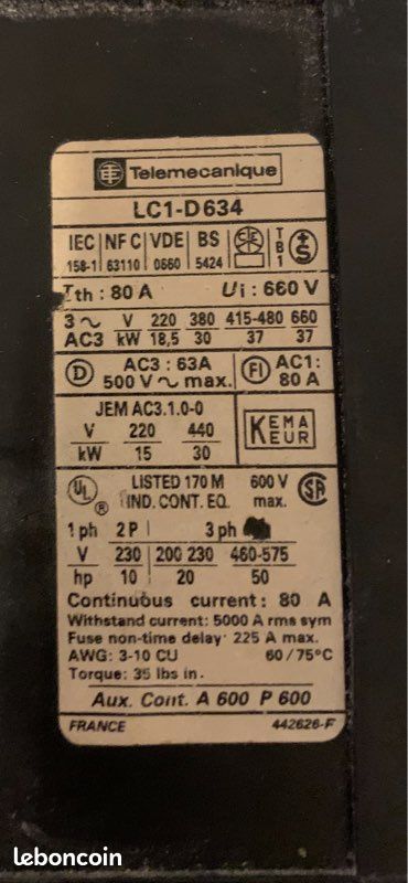Contacteur Telemecanique LC1-D634 (image 4)