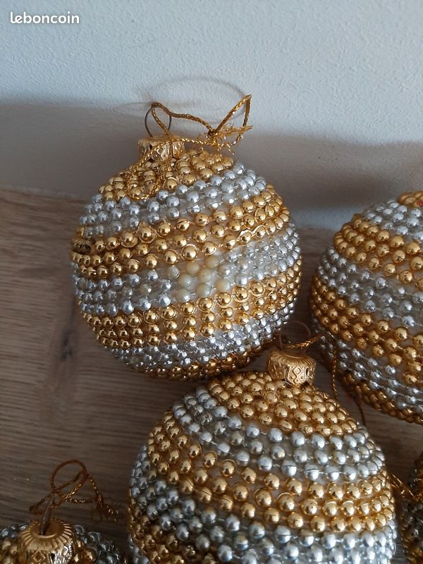 Lot de 6 boules grises et dorées (image 5)