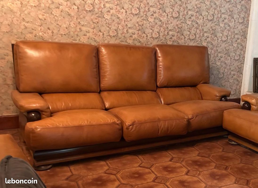 Fauteuils et canapé cuir style Roche et bobois (image 2)