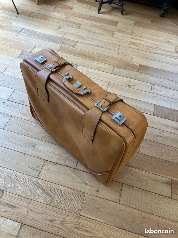 Valise rétro en cuir orange (image 1)