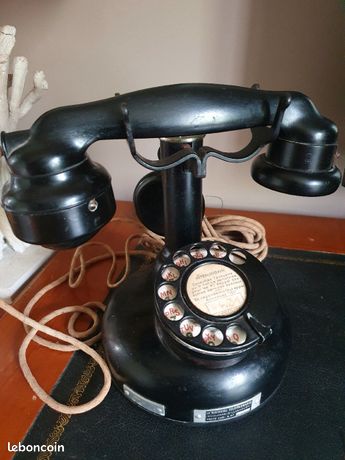 Téléphone Ancien Bakélite Noire Modèle BL-BC AOIP Très Bon état