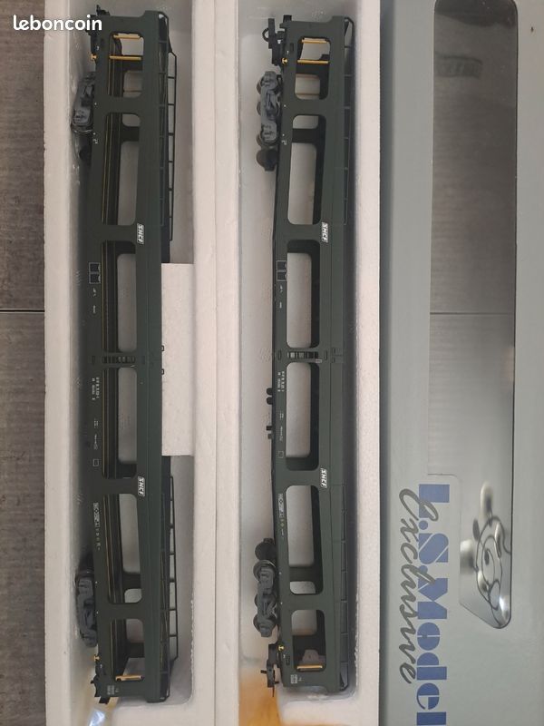 LS MODELS wagon porte voitures DEV66 DD vert 14118 NEUF (n°1bis