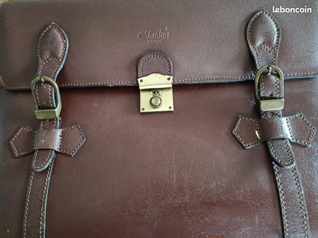 Cartable Serviette en cuir "Chanline Paris" 2 soufflets (image 2)