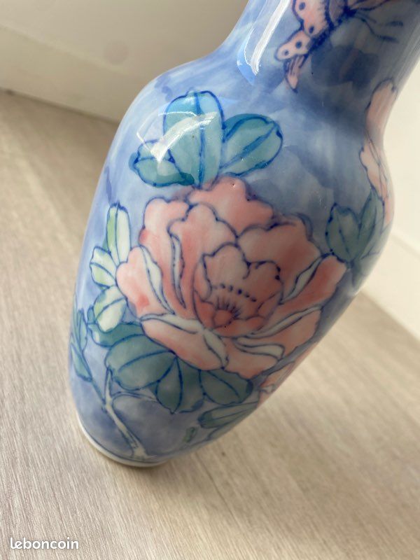 BEAU PLAT OVAL ANCIEN FLEUR DES CHAMPS COQUELICOT & BLEUET signé SALINS