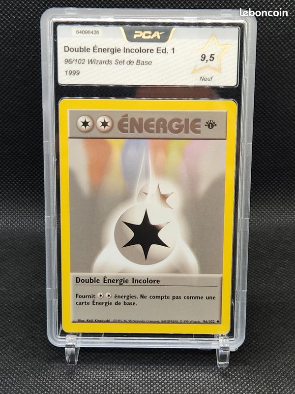 Carte Pokémon Edition 1 PCA 9.5 Set de base UNCO Double énergie incolore 96/102 (image 1)
