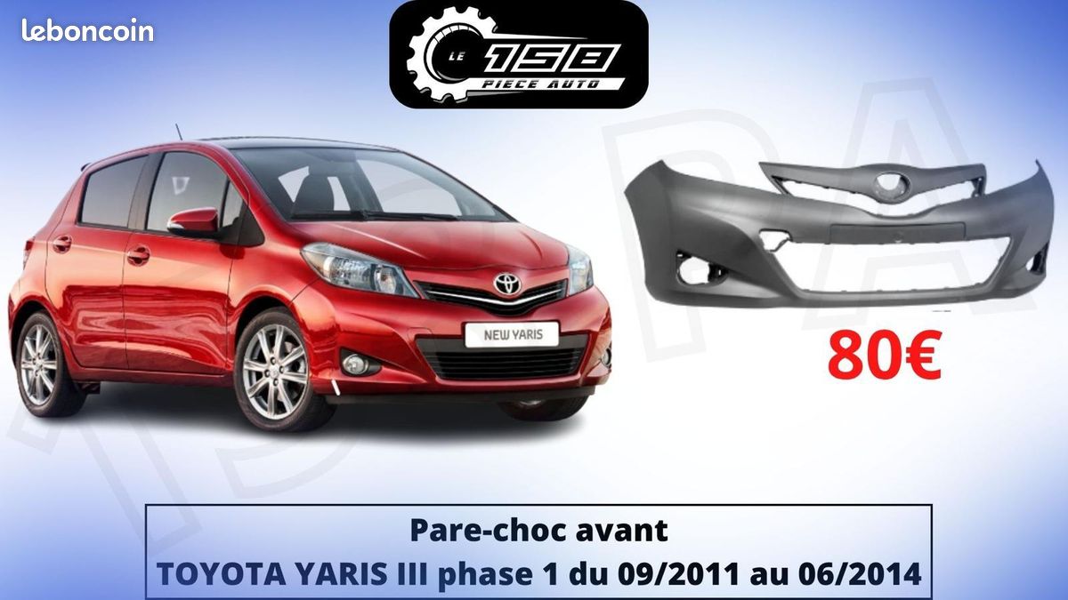 Pare-choc Avant Noir Pour Toyota Yaris 3 Phase 1 (2011-2014) - Neuf - Garantie 2 Ans