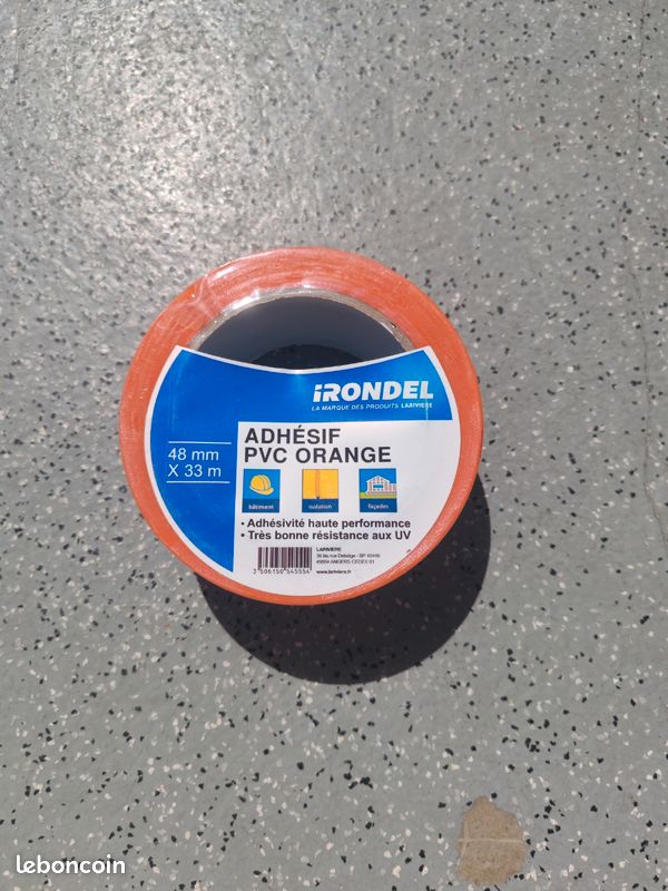 Ruban adhésif IRONDEL PVC orange – 48 mm x 33 m – Neuf (image 1)