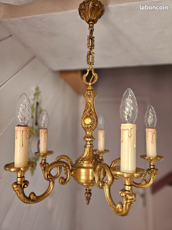 Lustre chandelier 5 branches bronze Lumalux (image 1)