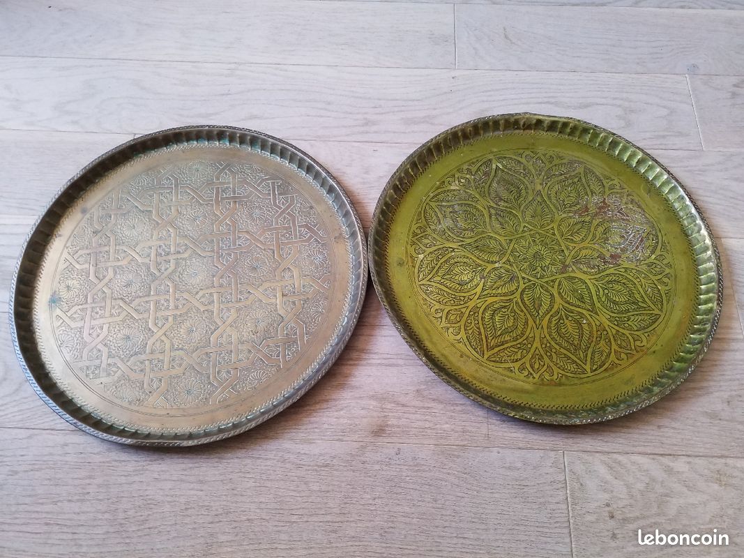 3 plats marocain en cuivre Laiton 45cm (image 1)
