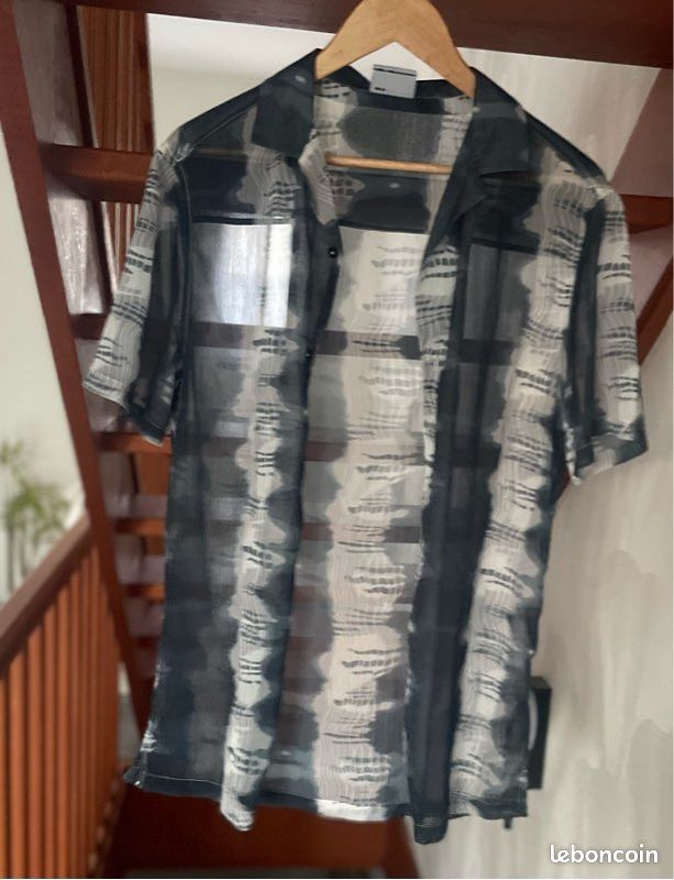 Chemisier Transparent En Voilage Noir - Taille 38/40 (équivalent Grand), Occasion Très Bon état