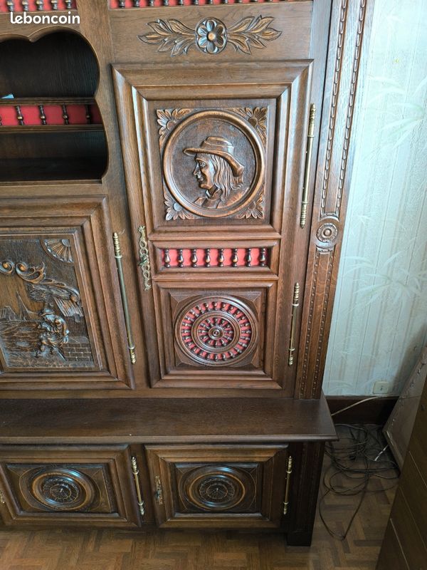 Grand Buffet breton sculptures bois rustique (image 2)