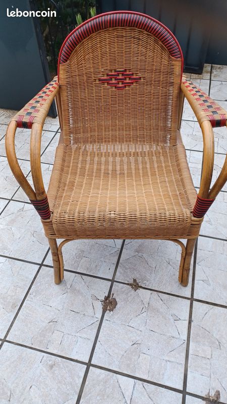Fauteuil en rotin et bambou vintage (image 1)
