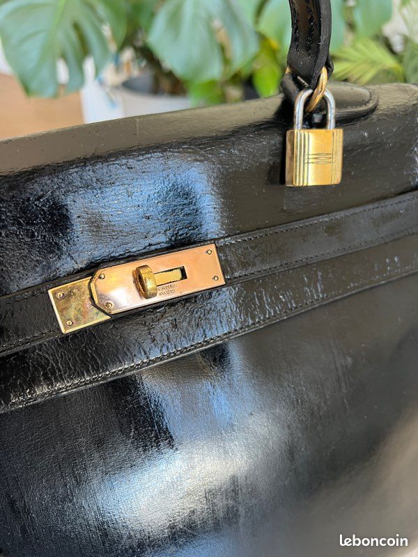 Hermès Kelly 32 noir vintage 1949 – cuir Box (image 14)