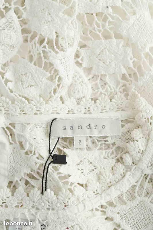 Blouse Blanche En Dentelle Sandro - Taille L - Style Bohème Chic