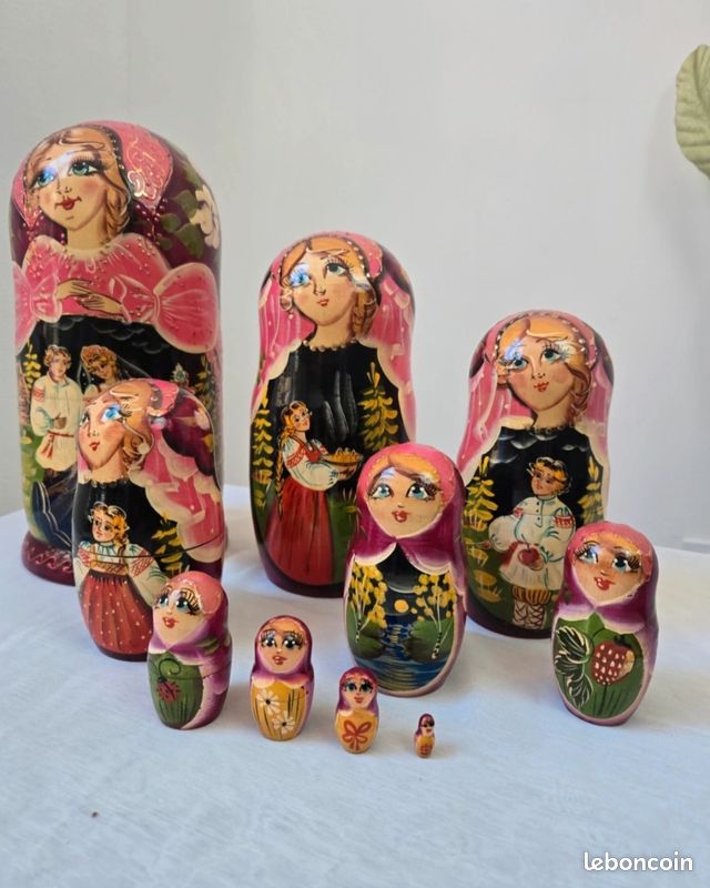 Poupées Russes 10 Pièces Avec Samovar - Peint Main Ogorodnikova - Artisanat
