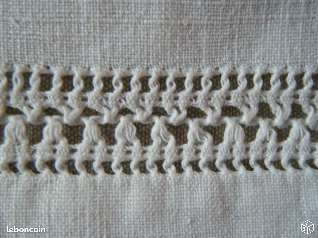 Drap lin blanc jour fantaisie monogramme "D L" (image 3)