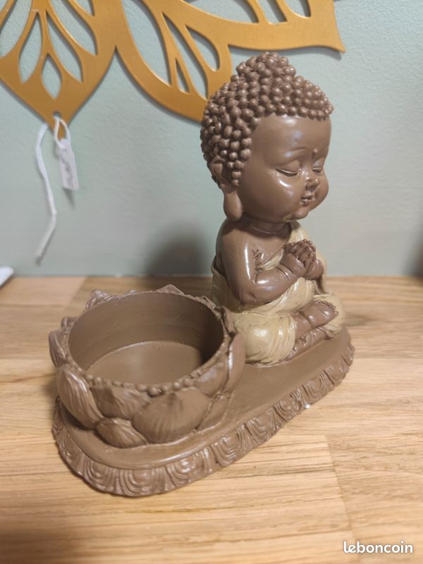 Statue bouddha bougeoir méditation (image 2)