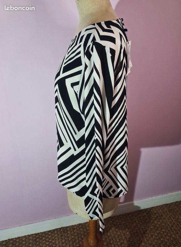 Blouse motif noir & blanc Grand Voile Taille 42 * Neuve (image 2)