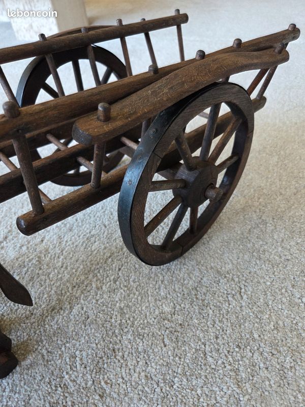 Jouet Ancien Dejou - Attelage Auvergnat Char à Boeufs - Années 40 à Restaurer