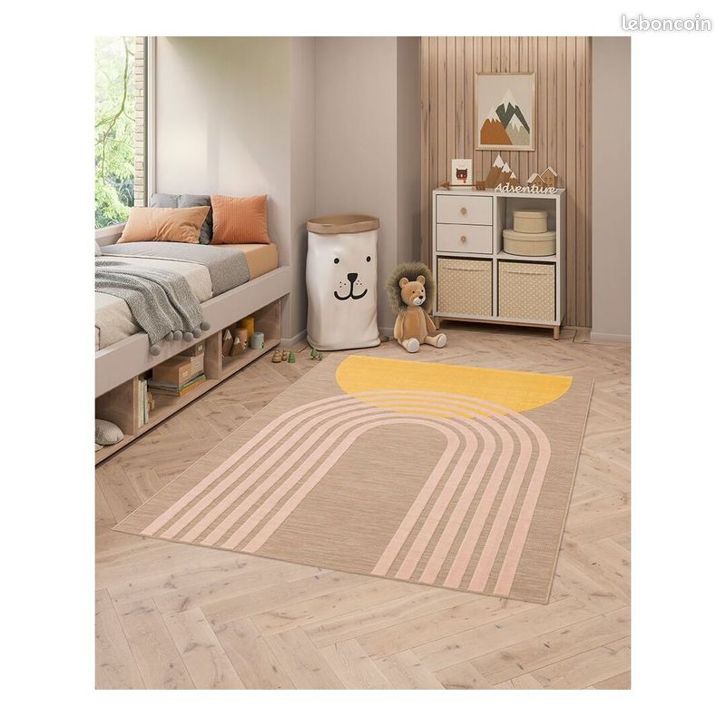 Tapis géométrique intérieur et extérieur design Foula Rose 120x170 (image 2)