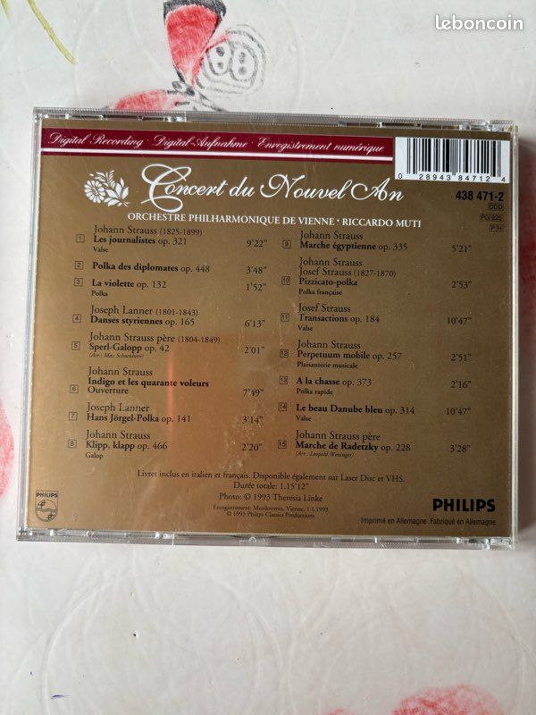 SEV 5 : cd concert du nouvel an 1993 - vienne (image 2)