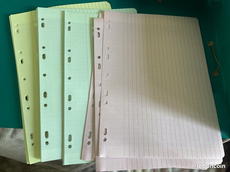 Feuilles perforées grands carreaux différentes couleurs (image 1)