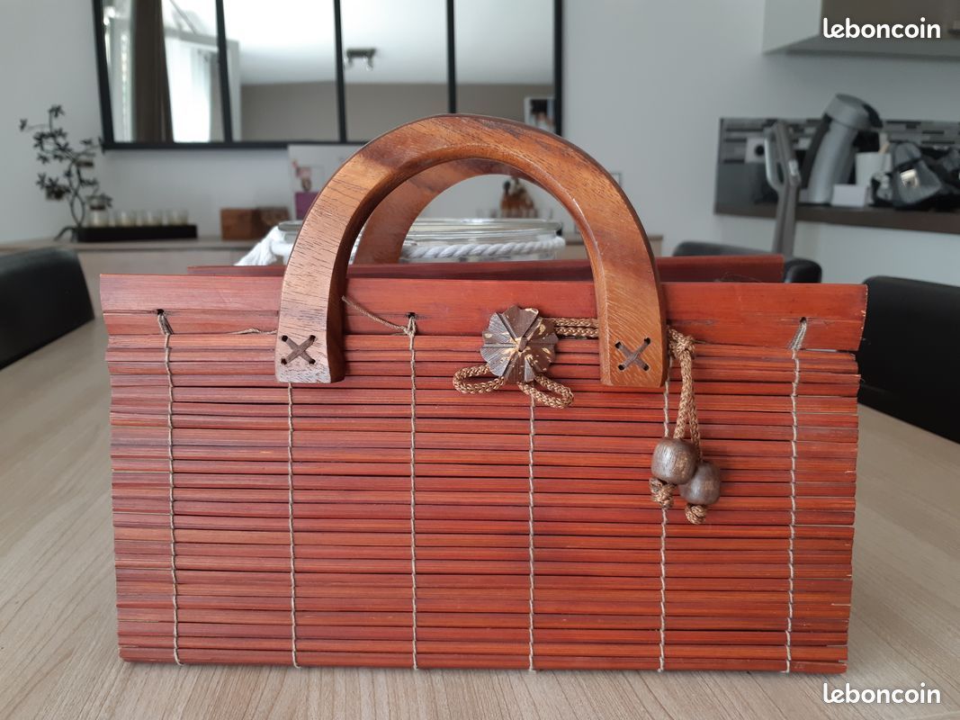 Sac à main original en bambou et bois (image 3)