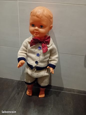 Joli ancien baigneur poupon en celluloid tenue hivernale,af1604 - Collection