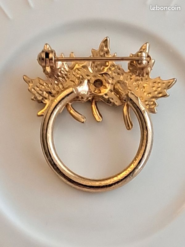 Broche Vintage En Laiton Doré - Accessoire Rétro Pour Vestes Ou Manteaux