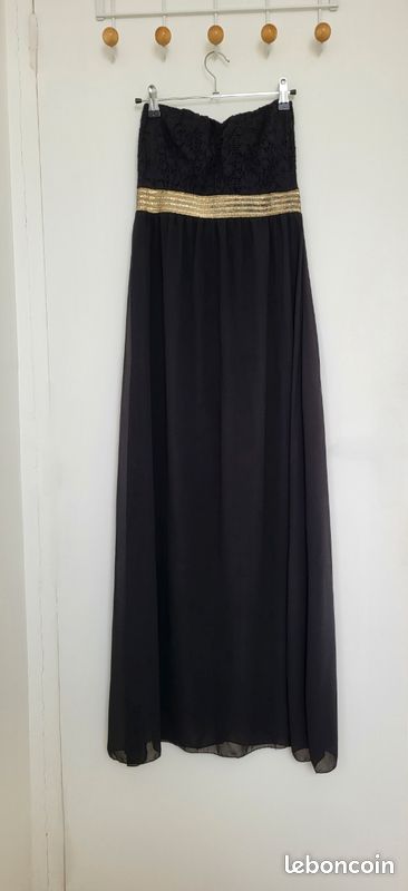 Robe bustier longue noir et or Vêtements