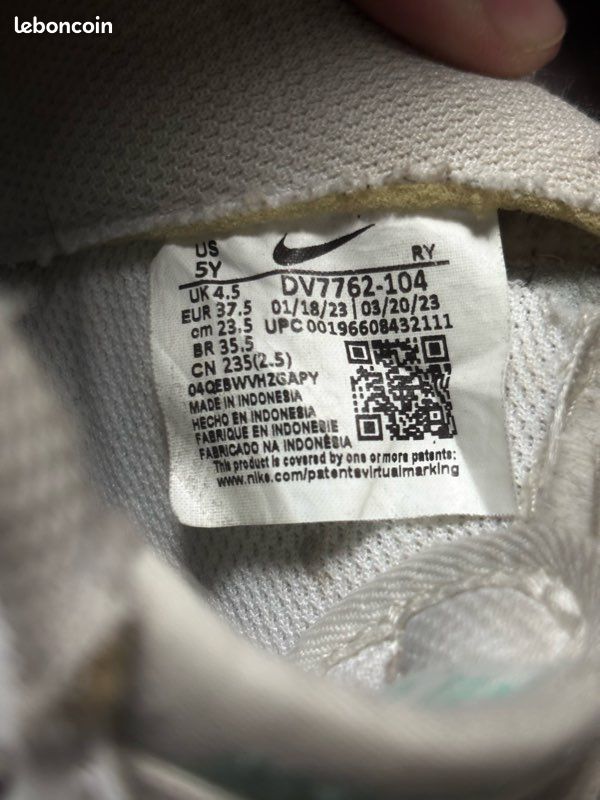 Baskets Nike aire force 1 blanche logo turquoise - 37,5 (image 6)