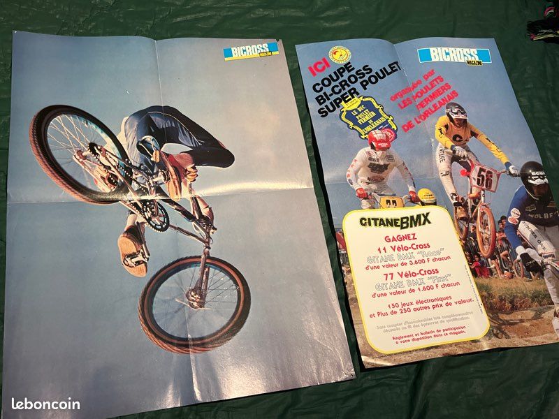 Lot magasines et poster Bicross Magazine BMX Motobecane