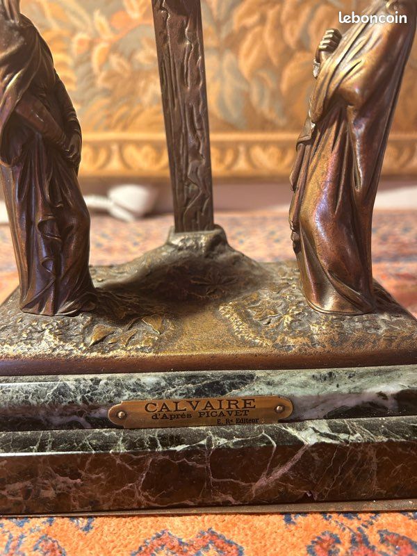 Sculpture bronze religieux calvaire d’après Picavet (image 2)