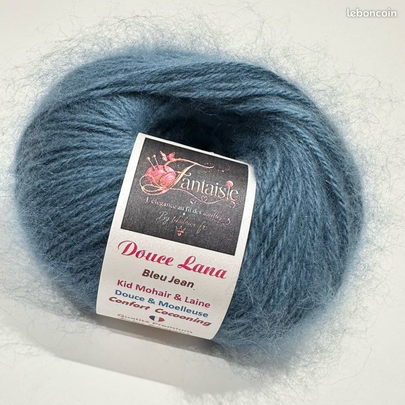Laine et kid mohair Douce Lana bleu jean 16 pelotes de 50g 145m (image 3)