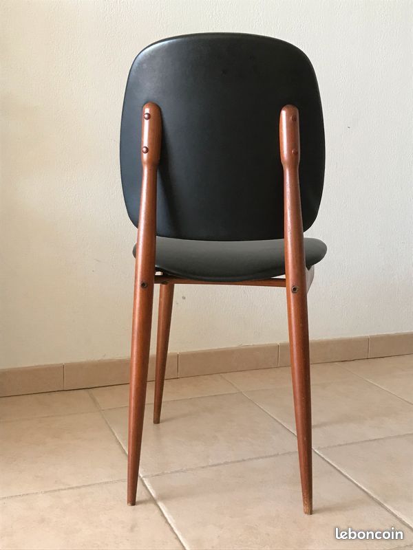 2 chaises Bois et Simili Cuir Noir (image 3)