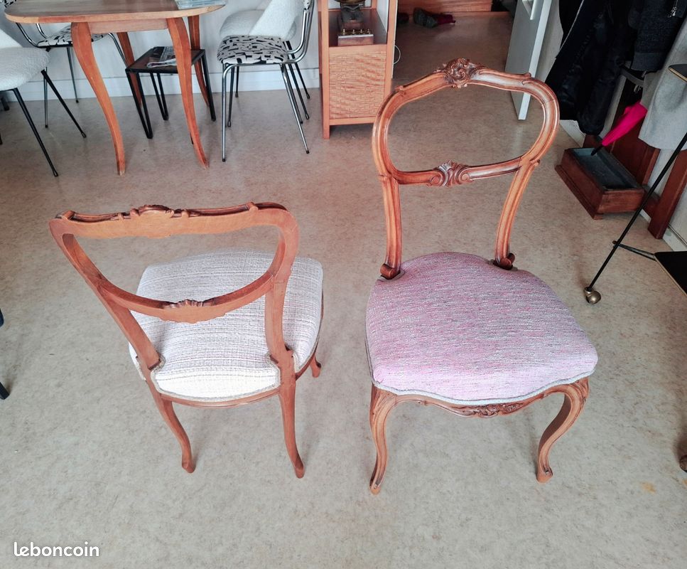 Paire de chaises de chambre de style Louis XV, entièrement restaurées (image 3)