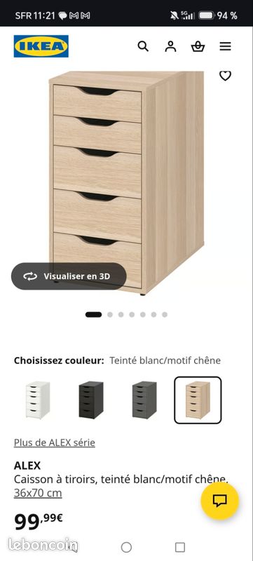 Caisson de bureau bleu ALEX IKEA (image 1)