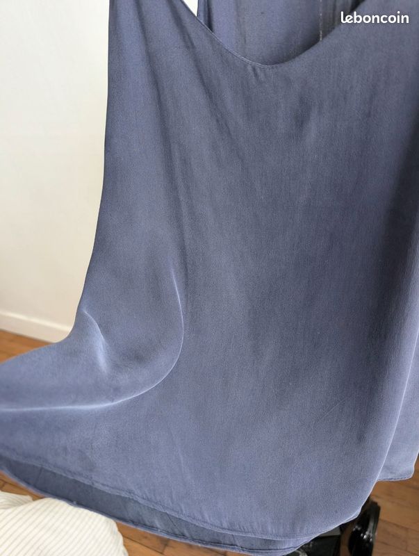Top débardeur Vertigo satiné velours bleu gris taille 36-38 excellent état (image 5)