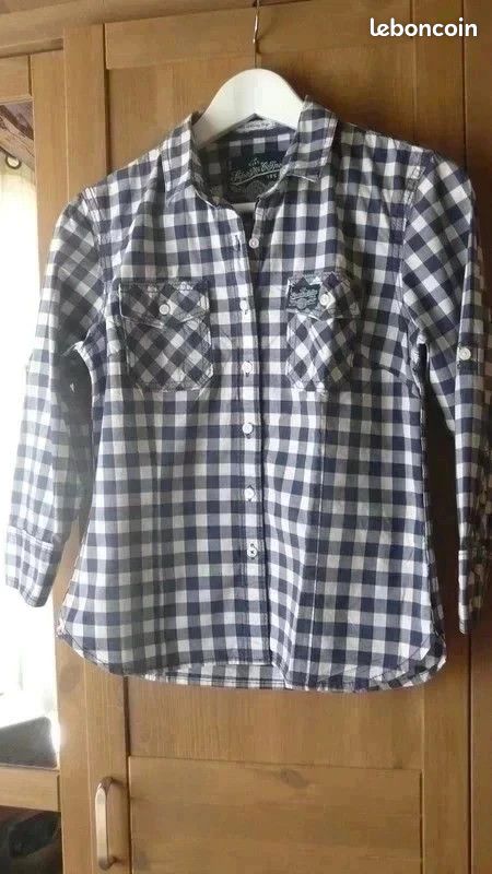 Chemise Blanche et Bleue Marine à Carreaux (image 4)